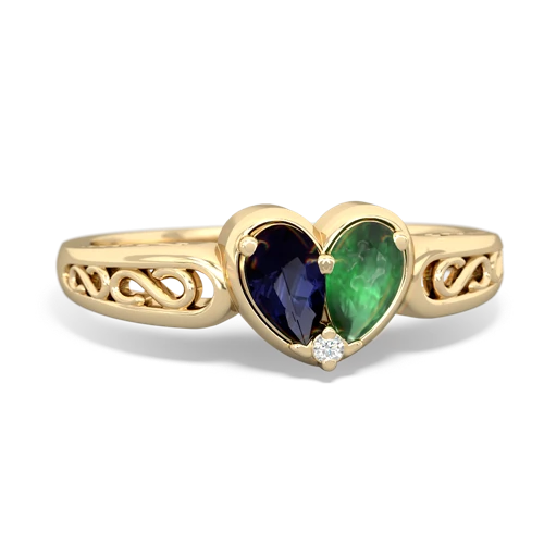 sapphire-emerald filligree ring