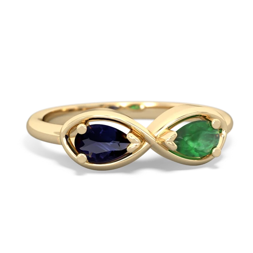Sapphire Genuine Sapphire with Genuine Emerald Infinity ring Ring