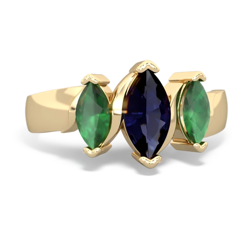 Sapphire Genuine Sapphire with Genuine Emerald and  Three Peeks ring Ring