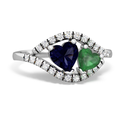 Sapphire Genuine Sapphire with Genuine Emerald Mother and Child ring Ring