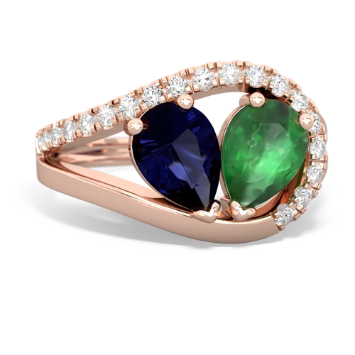 Sapphire Genuine Sapphire with Genuine Emerald Nestled Heart Keepsake ring Ring