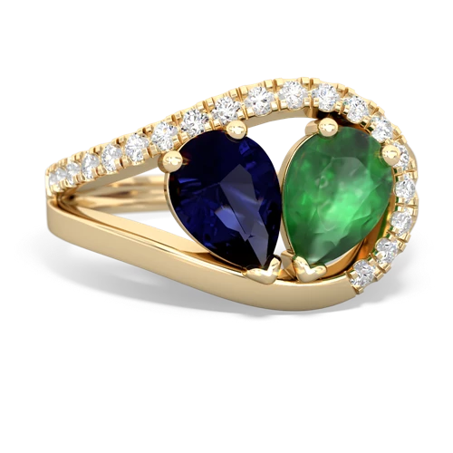 sapphire-emerald pave heart ring