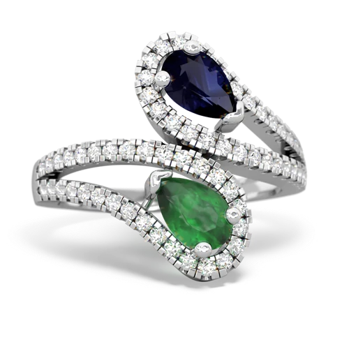 Sapphire Genuine Sapphire with Genuine Emerald Diamond Dazzler ring Ring
