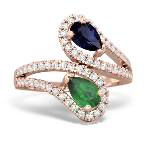 sapphire-emerald pave swirls ring