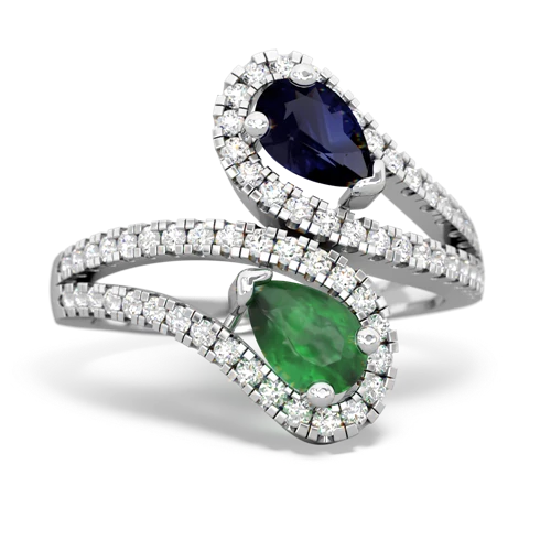 sapphire-emerald pave swirls ring