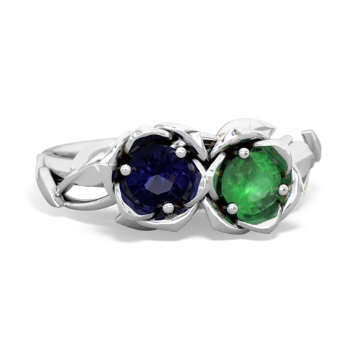 sapphire-emerald roses ring