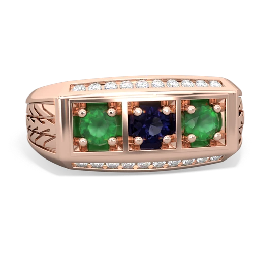 sapphire-emerald three stone ring