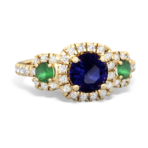 Sapphire Genuine Sapphire with Genuine Emerald and  Regal Halo ring Ring