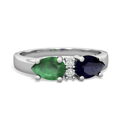 Sapphire Genuine Sapphire with Genuine Emerald Pear Bowtie ring Ring