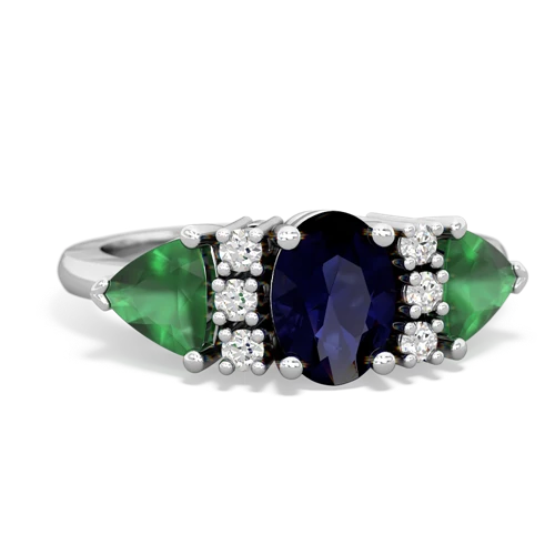 Sapphire Genuine Sapphire with Genuine Emerald and Genuine Amethyst Antique Style Three Stone ring Ring