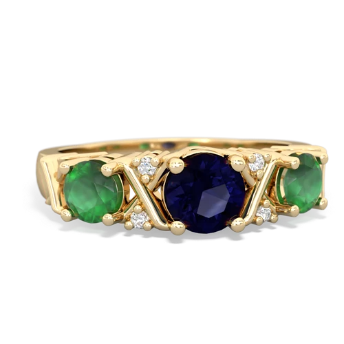 Sapphire Genuine Sapphire with Genuine Emerald and  Hugs and Kisses ring Ring