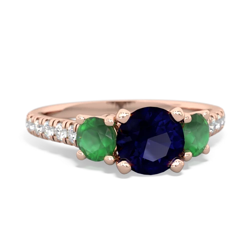 Sapphire Genuine Sapphire with Genuine Emerald and  Pave Trellis ring Ring