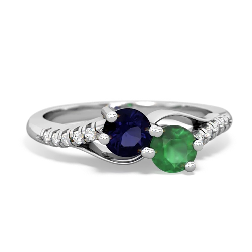 sapphire-emerald two stone infinity ring