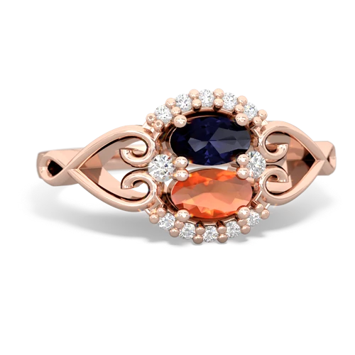 sapphire-fire opal antique keepsake ring