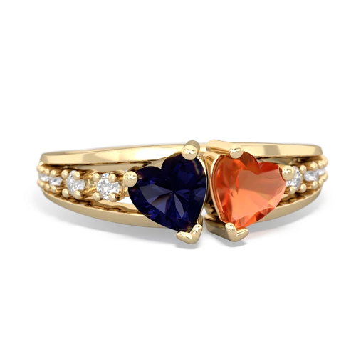 sapphire-fire opal modern ring