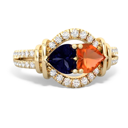 sapphire-fire opal pave keepsake ring