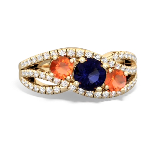 sapphire-fire opal three stone pave ring