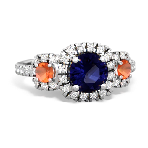 sapphire-fire opal three stone regal ring