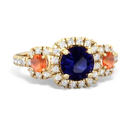 Sapphire Genuine Sapphire with Genuine Fire Opal and Genuine London Blue Topaz Regal Halo ring Ring