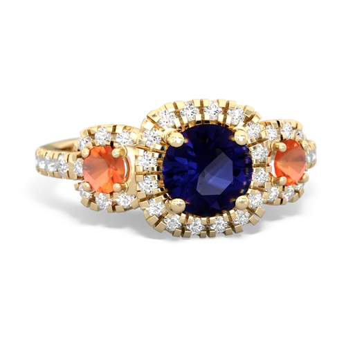 sapphire-fire opal three stone regal ring