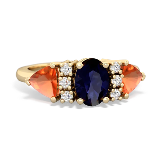 Sapphire Genuine Sapphire with Genuine Fire Opal and Genuine Aquamarine Antique Style Three Stone ring Ring
