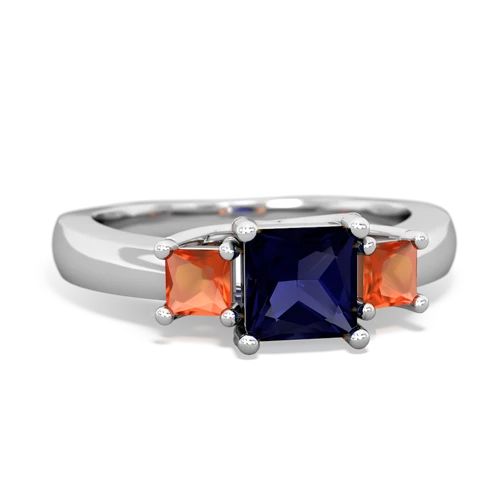 Sapphire Genuine Sapphire with Genuine Fire Opal and Genuine Black Onyx Three Stone Trellis ring Ring