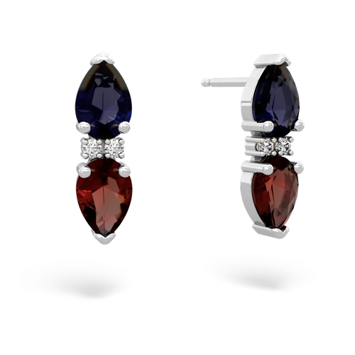 sapphire-garnet bowtie earrings