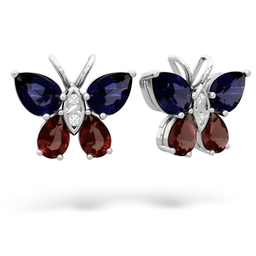 sapphire-garnet butterfly earrings