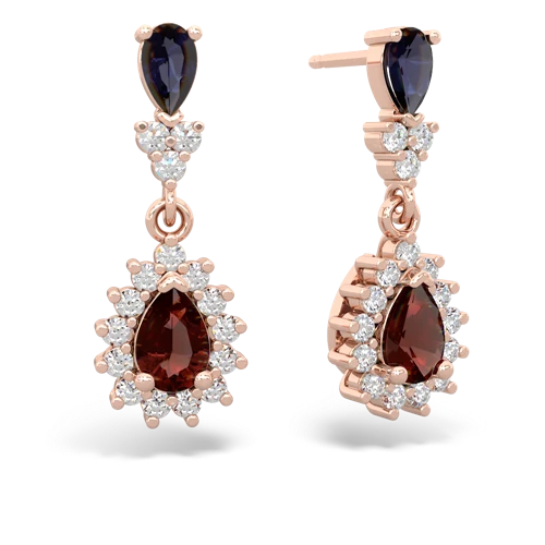 sapphire-garnet dangle earrings