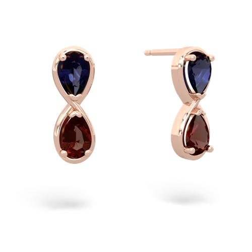 sapphire-garnet infinity earrings