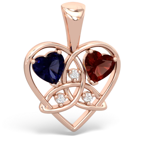sapphire-garnet celtic heart pendant