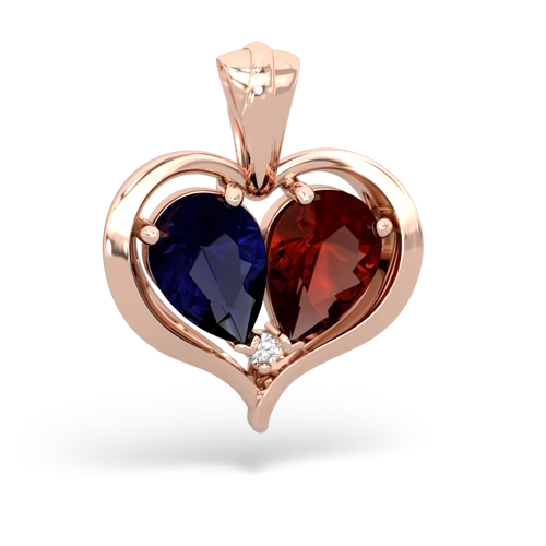 sapphire-garnet half heart whole pendant