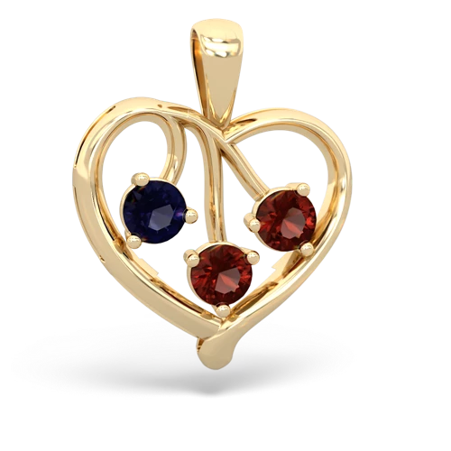 sapphire-garnet love heart pendant