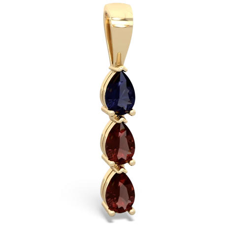 sapphire-garnet three stone pendant