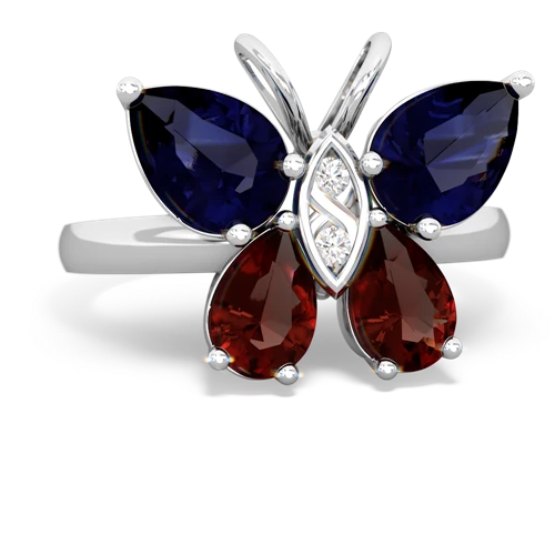 sapphire-garnet butterfly ring