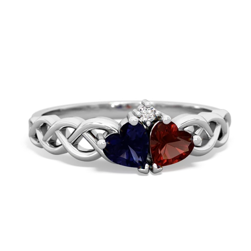 sapphire-garnet celtic braid ring