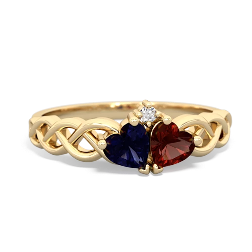 sapphire-garnet celtic braid ring