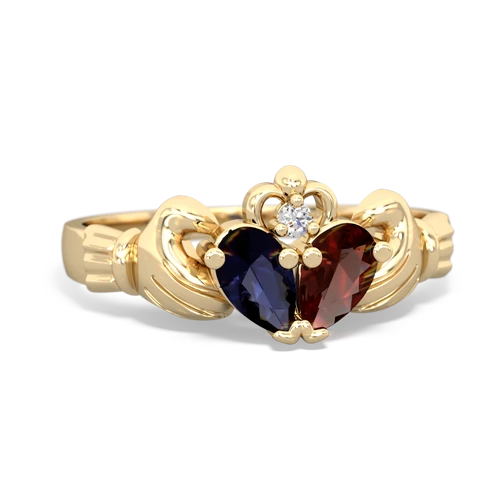 sapphire-garnet claddagh ring