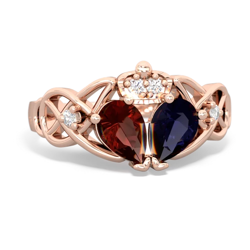 sapphire-garnet claddagh ring