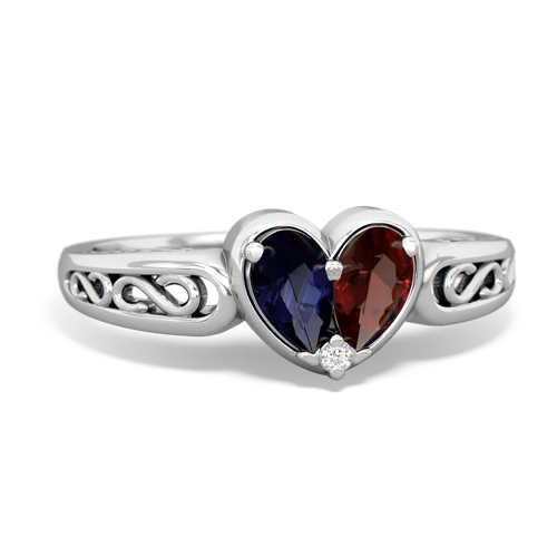sapphire-garnet filligree ring