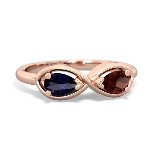 sapphire-garnet infinity ring