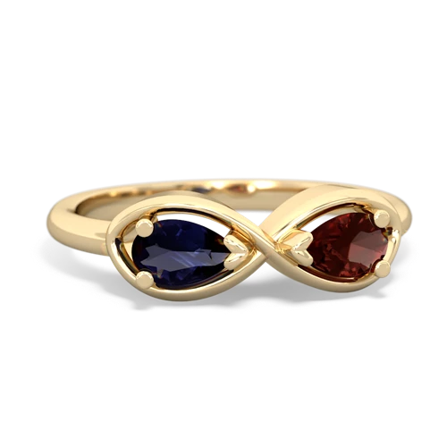 sapphire-garnet infinity ring