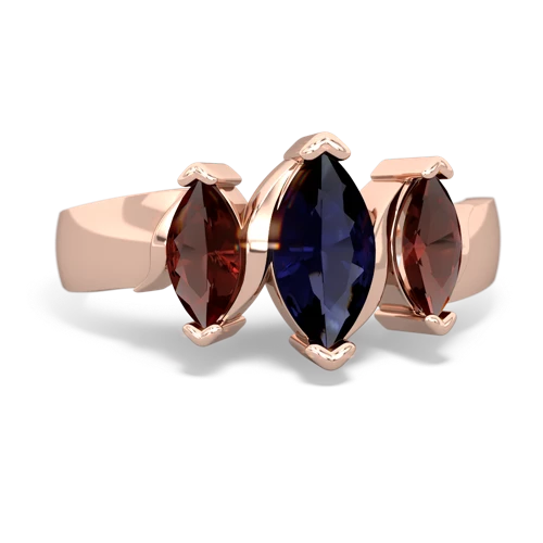 Sapphire Genuine Sapphire with Genuine Garnet and Genuine Tanzanite Three Peeks ring Ring
