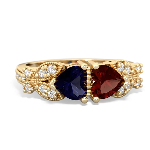 sapphire-garnet keepsake butterfly ring