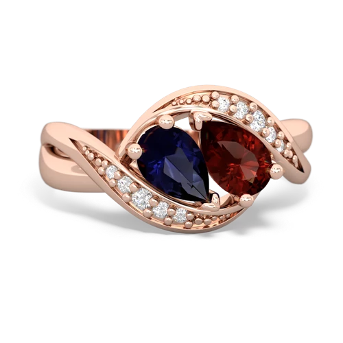 sapphire-garnet keepsake curls ring