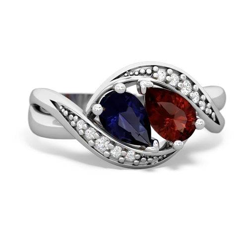 sapphire-garnet keepsake curls ring