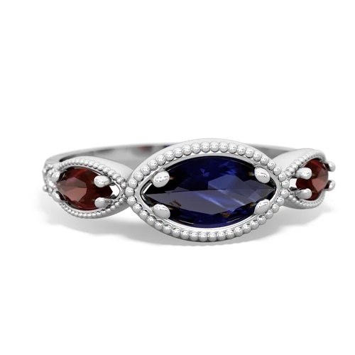 sapphire-garnet milgrain marquise ring