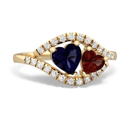 sapphire-garnet mother child ring