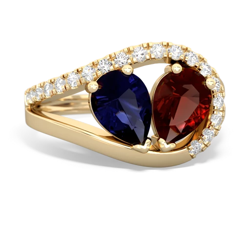 sapphire-garnet pave heart ring