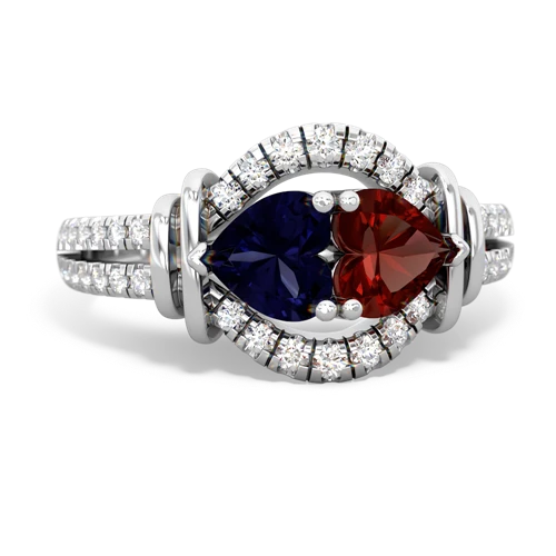 sapphire-garnet pave keepsake ring